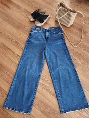 Kensie Wide-Leg High-Rise Jeans in Denim Blue